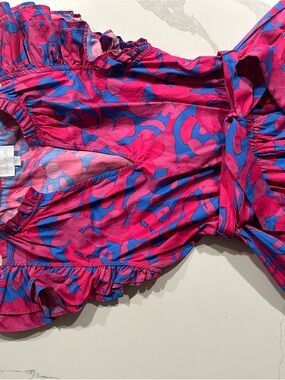 Sugarlips Pink and Blue Floral Ruffled Dress